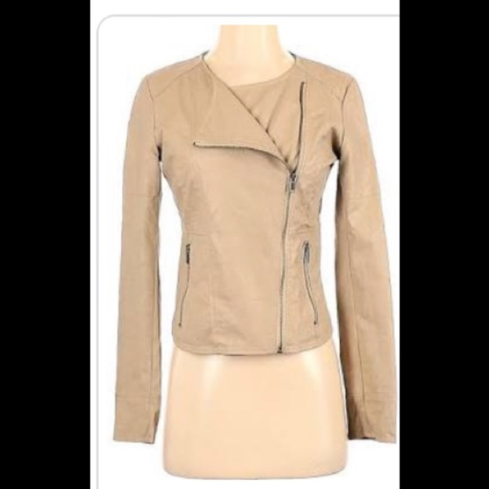 Pins and Needles Faux Leather Jacket- beige Size Large